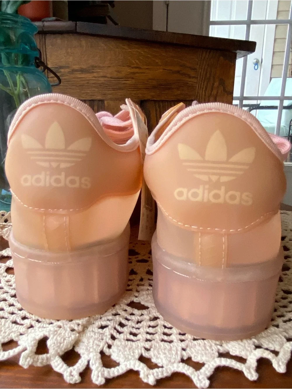 NWT! Adidas SUPERSTAR Gazelle Shell-Toe Campus Jelly Peach Platform Shoes NEW!!